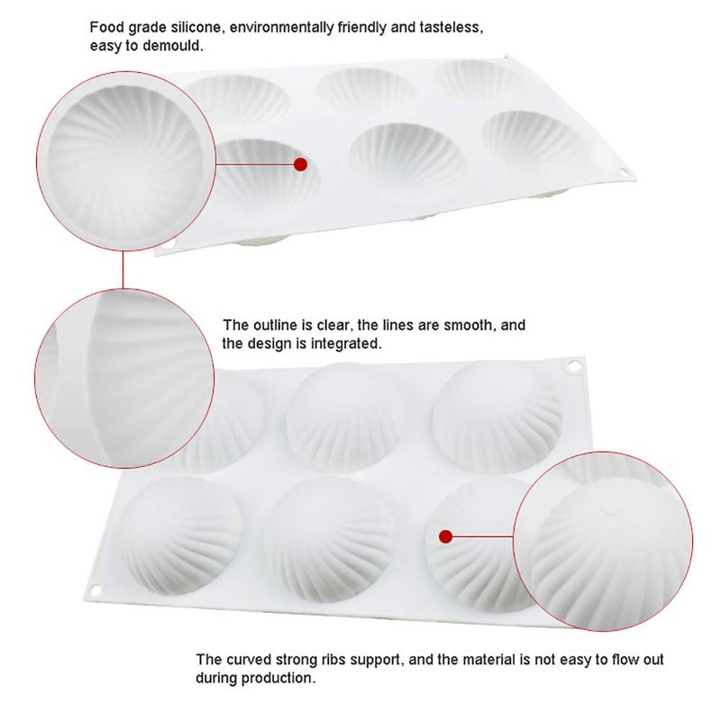 OCPO Kitchen Swirl Silicone Mold for Baking Mousse Cake, Pastry, Chocolate, Dessert, Pudding, Jelly, Cake Decorating Mold, 3D Swirl Shape (6-Cavity) - Image 4